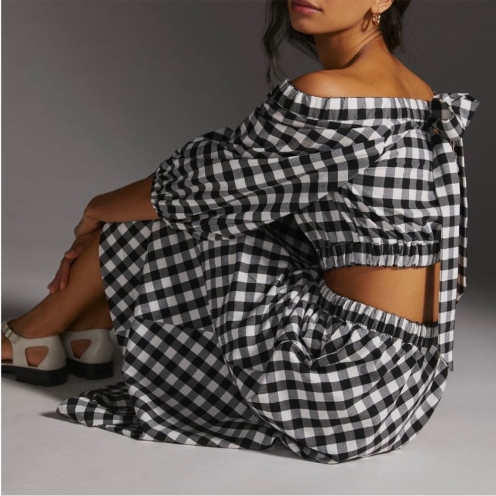 Anthropologie Maeve gingham skirt and top set